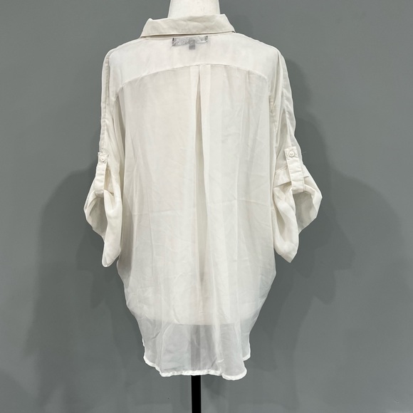 Almost Famous Sheer Medium Button Up Short Sleeve Top - Picture 7 of 15